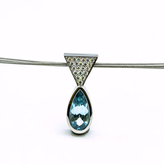 Anhänger Platin 950 Aquamarin und Brillanten